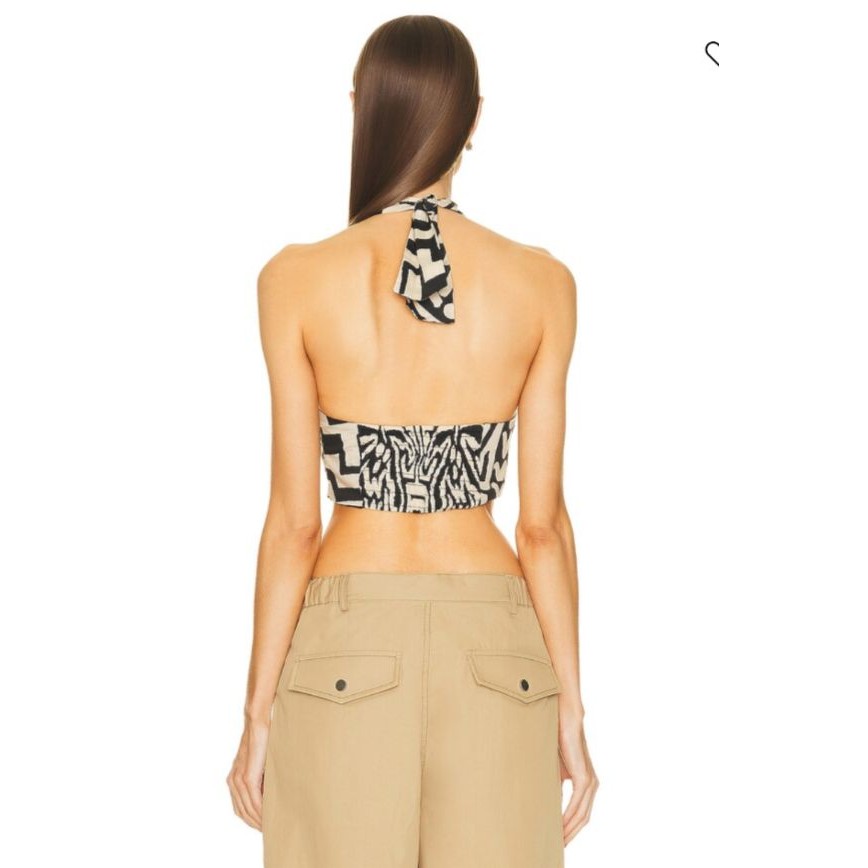 Johanna Ortiz Unique Places Crop Top Black & Beige Cotton Size 0 New With Tags — image 8 of 8